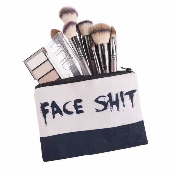 Face Shit Cosmetics Bag Toiletry Organizer Clutch - Picture 2 of 10